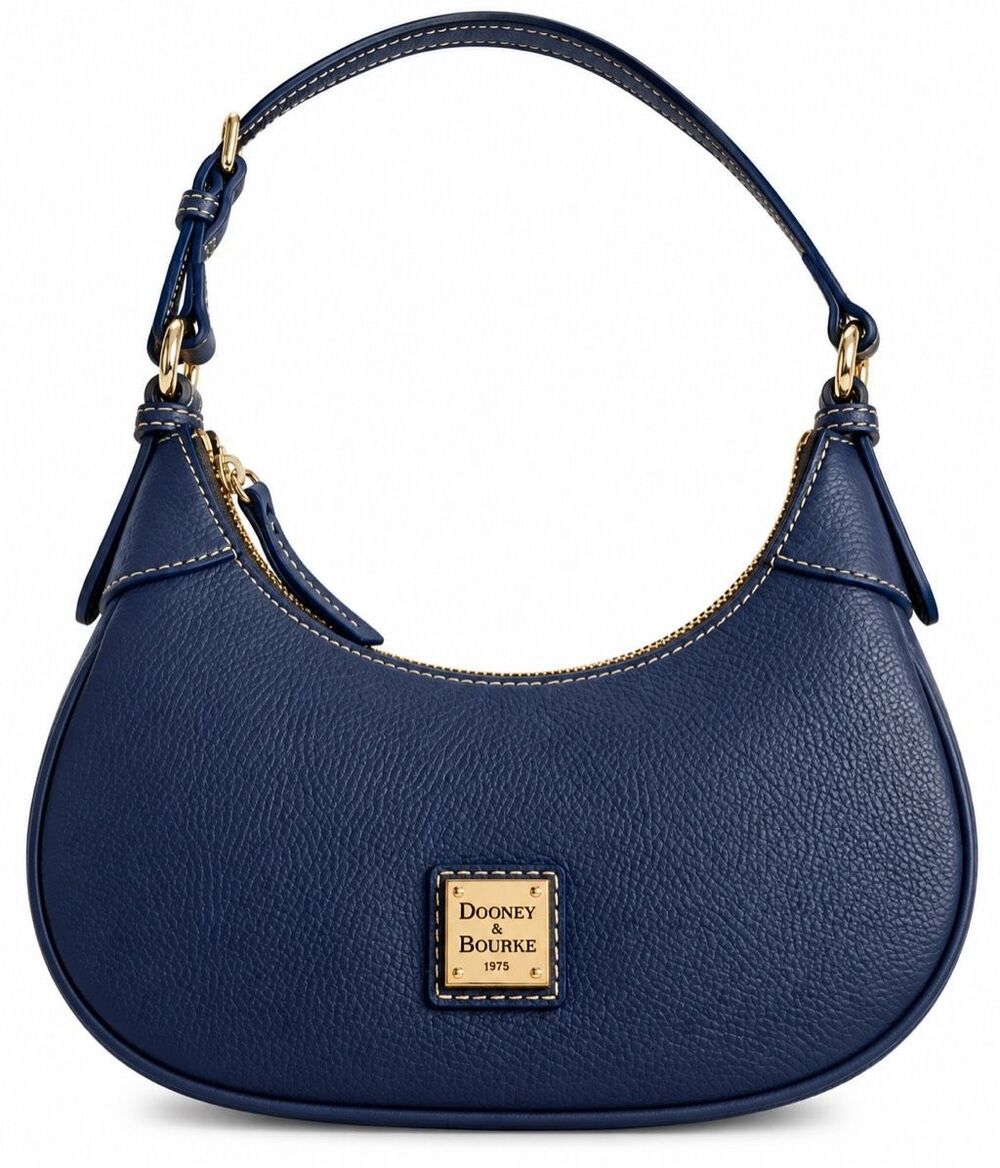 Dooney & Bourke Luca Navy Blue Pebble Leather Hobo Shoulder Bag Purse